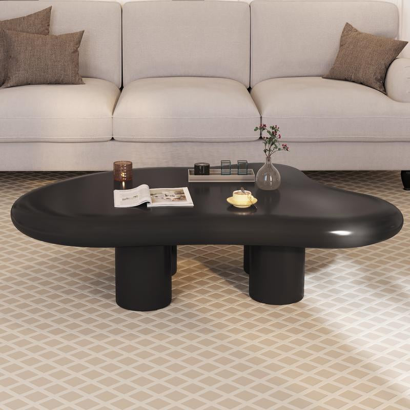 Guyii Cloud Coffee Table, Modern White Coffee Table for Living Room, Cute Irregular Indoor Tea Table with 4 Legs, Easy Assembly