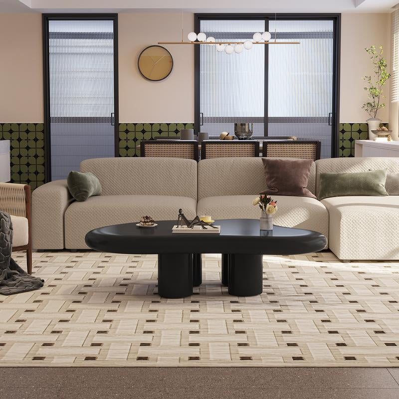 Guyii Cloud Coffee Table, Modern White Coffee Table for Living Room, Cute Irregular Indoor Tea Table with 4 Legs, Easy Assembly